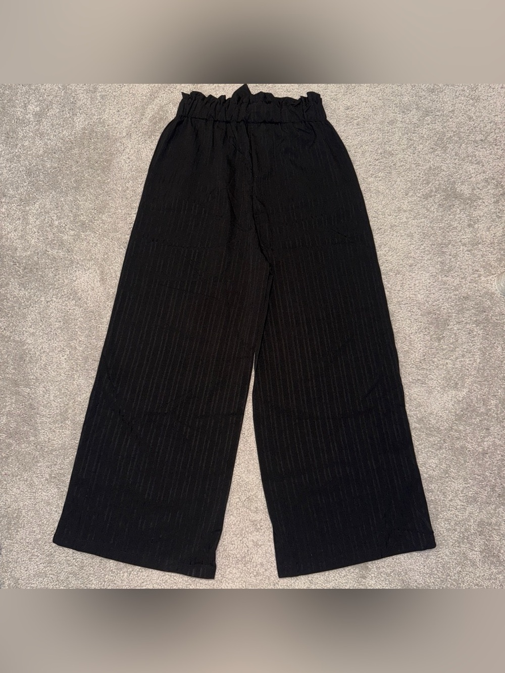 SHEIN Black Wide-Leg Paperbag Waist Menβs Pants